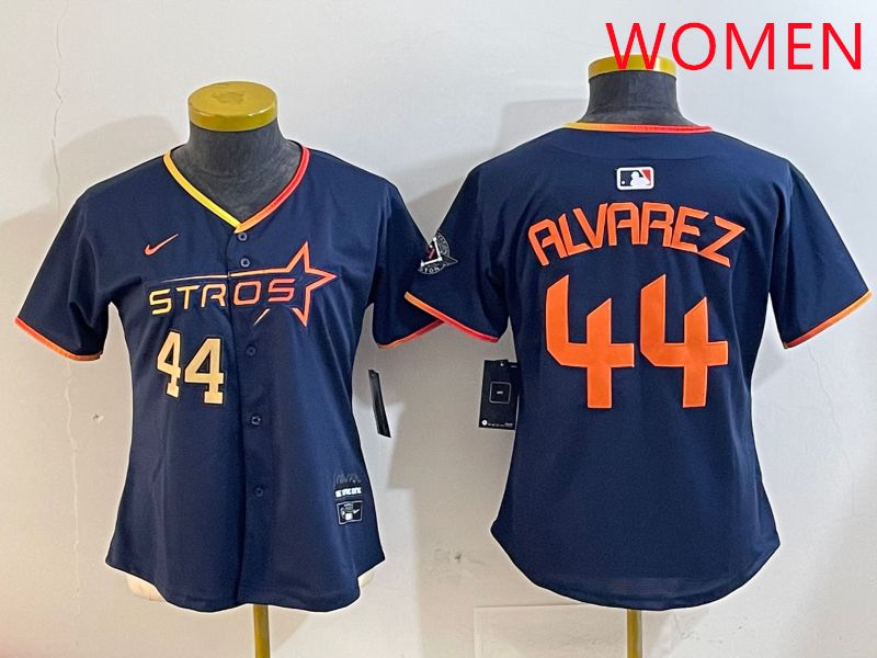 Women Houston Astros #44 Alvarez Drak Blue Three generations Joint Name 2025 Nike MLB Jersey style 4104->women mlb jersey->Women Jersey